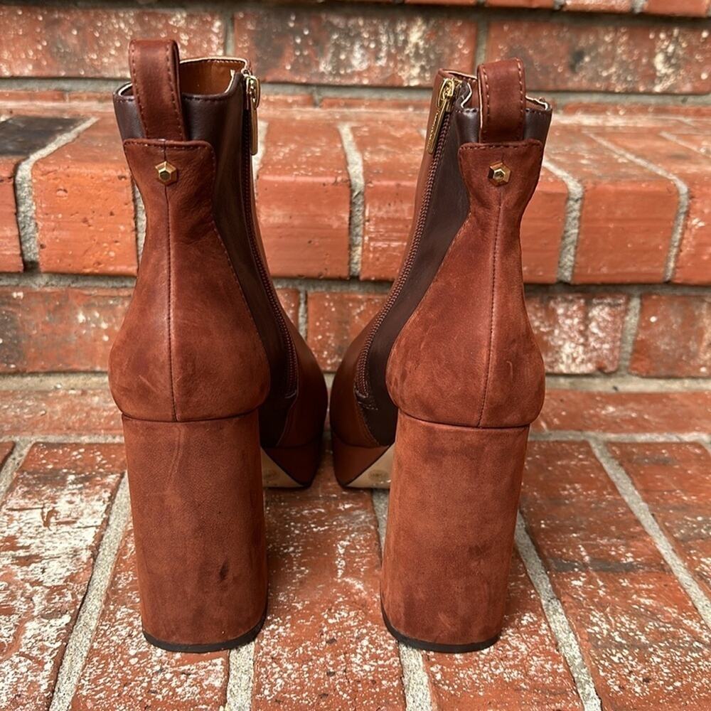 Vince Camuto Gripaula Dark Brown Leather Platform Block Heel Bootie Size 9.5 - Picture 4 of 8